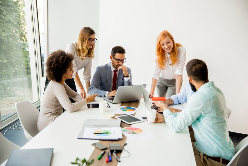 Multiracial business people working in office