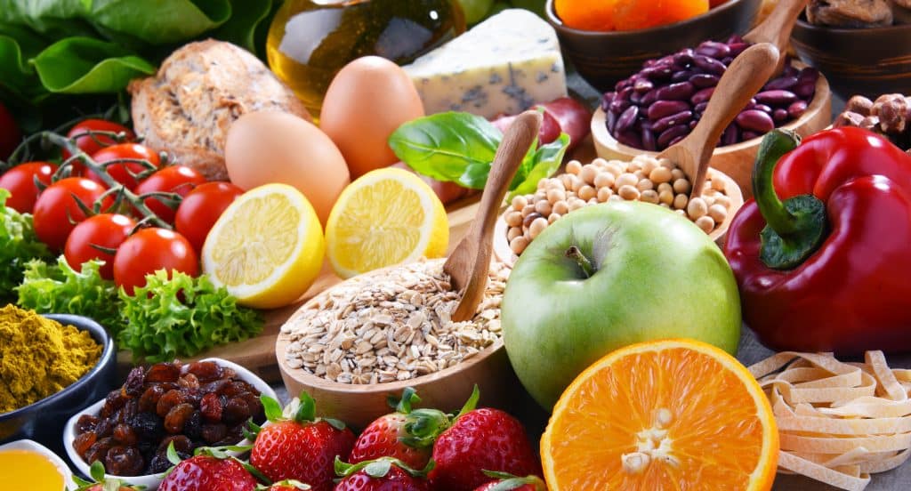 Assorted organic food products on the table